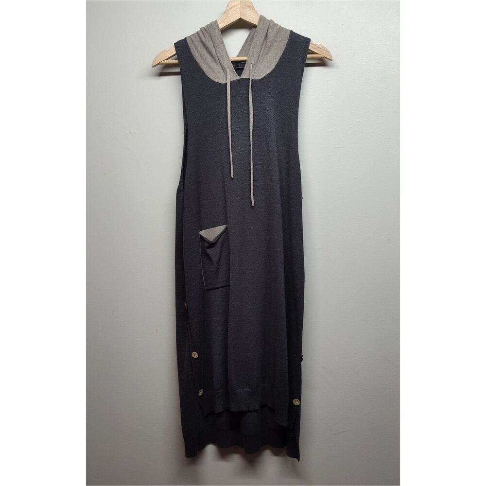 Funsport Knit Mini Dress Women Size M Brown Sleeveless Hooded Hipster Casual